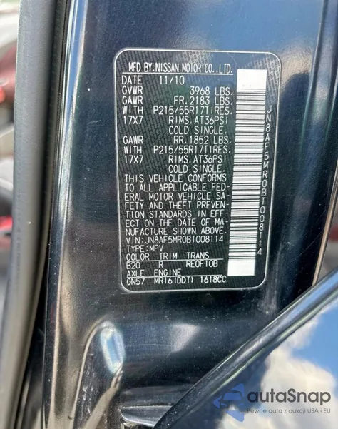 2011 Nissan Juke S from USA, damaged, VIN JN8AF5MR0BT008114